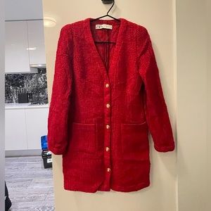 Zara Red Mini Dress with Gold Buttons